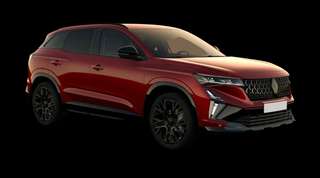 Schräge Frontansicht auf einen Renault Austral Techno, freigestellt