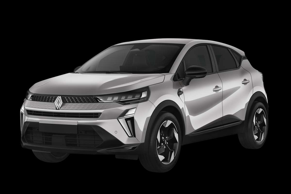 Schräge Frontansicht eines Renault Captur, freigestellt