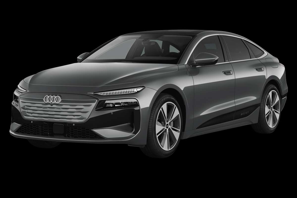 Schräge Frontansicht eines Audi A6 e-tron, freigestellt