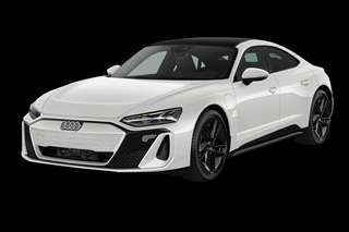 Schräge Frontansicht auf einen Audi e-tron GT S, freigestellt