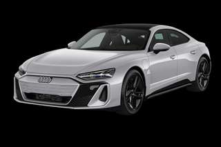 Schräge Frontansicht auf einen Audi e-tron GT S, freigestellt