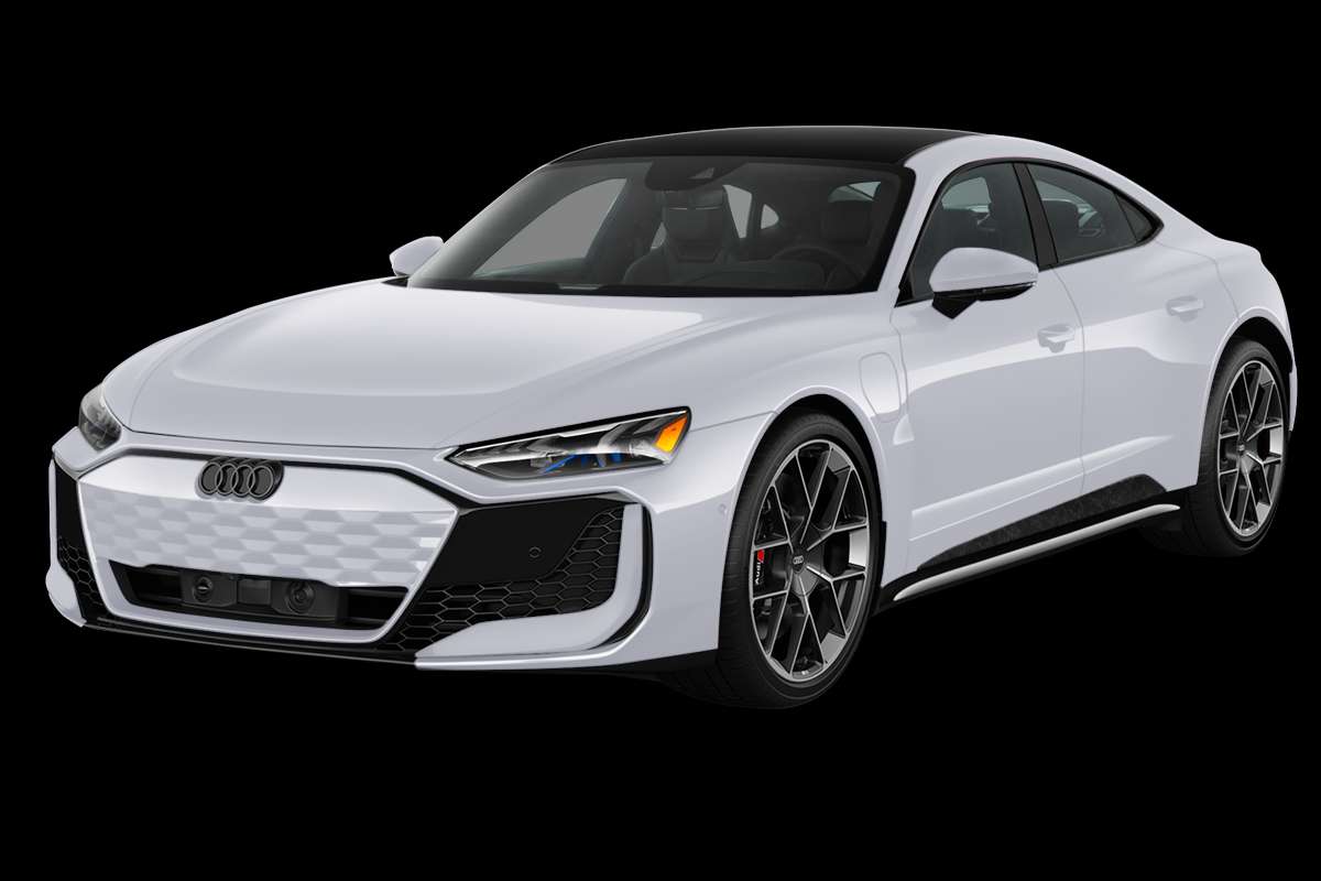 Schräge Frontansicht eines Audi e-tron GT, freigestellt