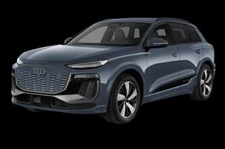 Schräge Frontansicht auf einen Audi SQ6 e-tron , freigestellt