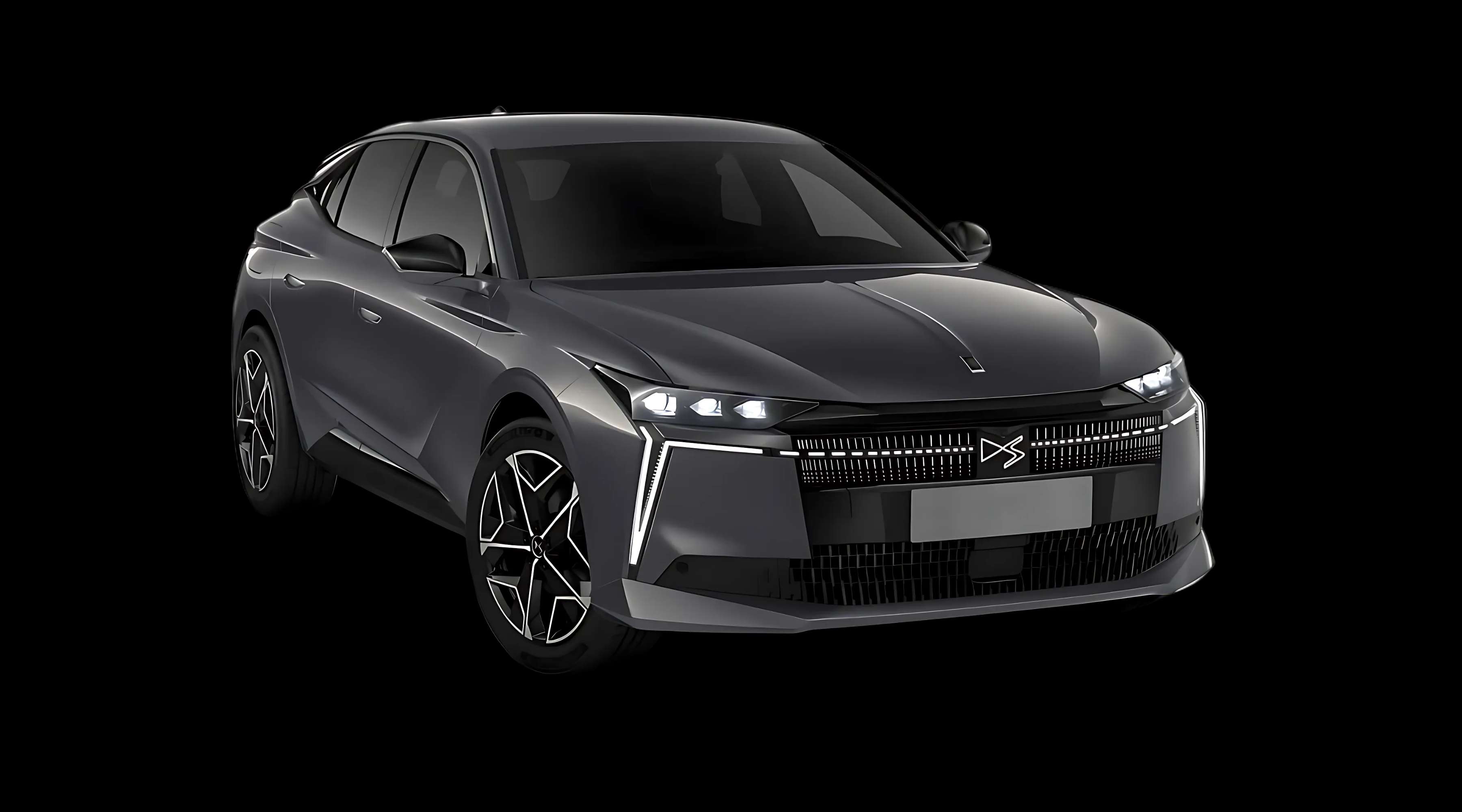 Schräge Frontansicht eines DS Automobiles Nº 4, freigestellt