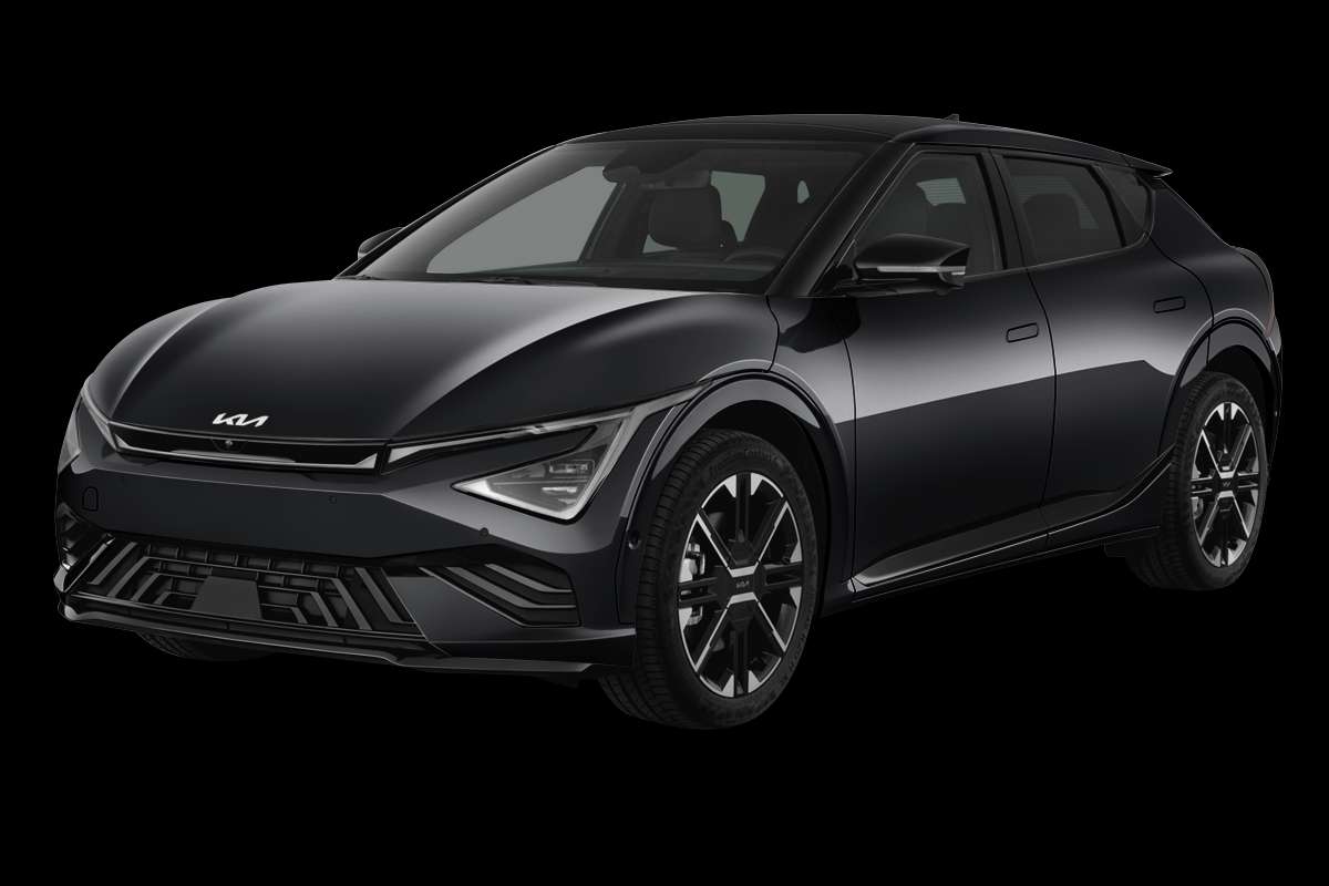 Schräge Frontansicht eines Kia EV6, freigestellt