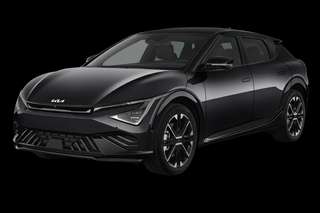 Schräge Frontansicht auf einen Kia EV6 GT, freigestellt