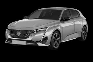 Schräge Frontansicht auf einen Peugeot 308 Style, freigestellt