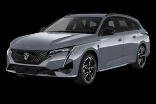 Schräge Frontansicht auf einen Peugeot 308 GT, freigestellt