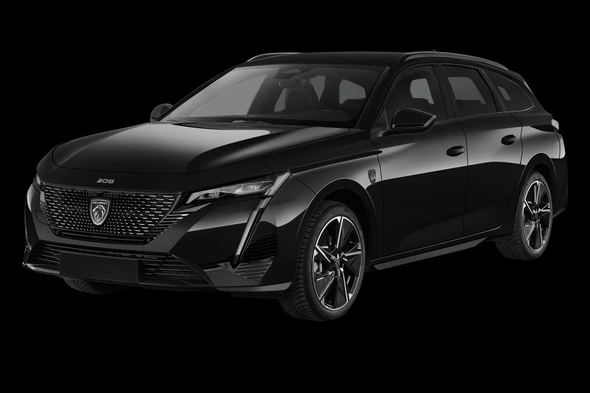 Schräge Frontansicht eines Peugeot 308, freigestellt