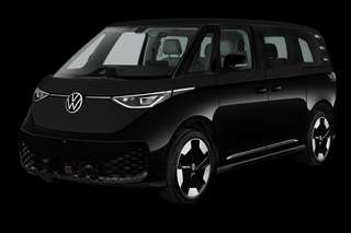 Schräge Frontansicht auf einen Volkswagen ID. BUZZ Pro, freigestellt