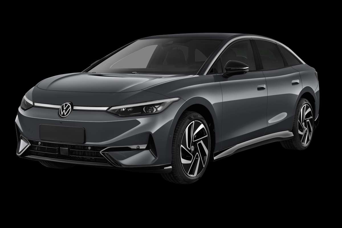 Schräge Frontansicht eines Volkswagen ID.7, freigestellt