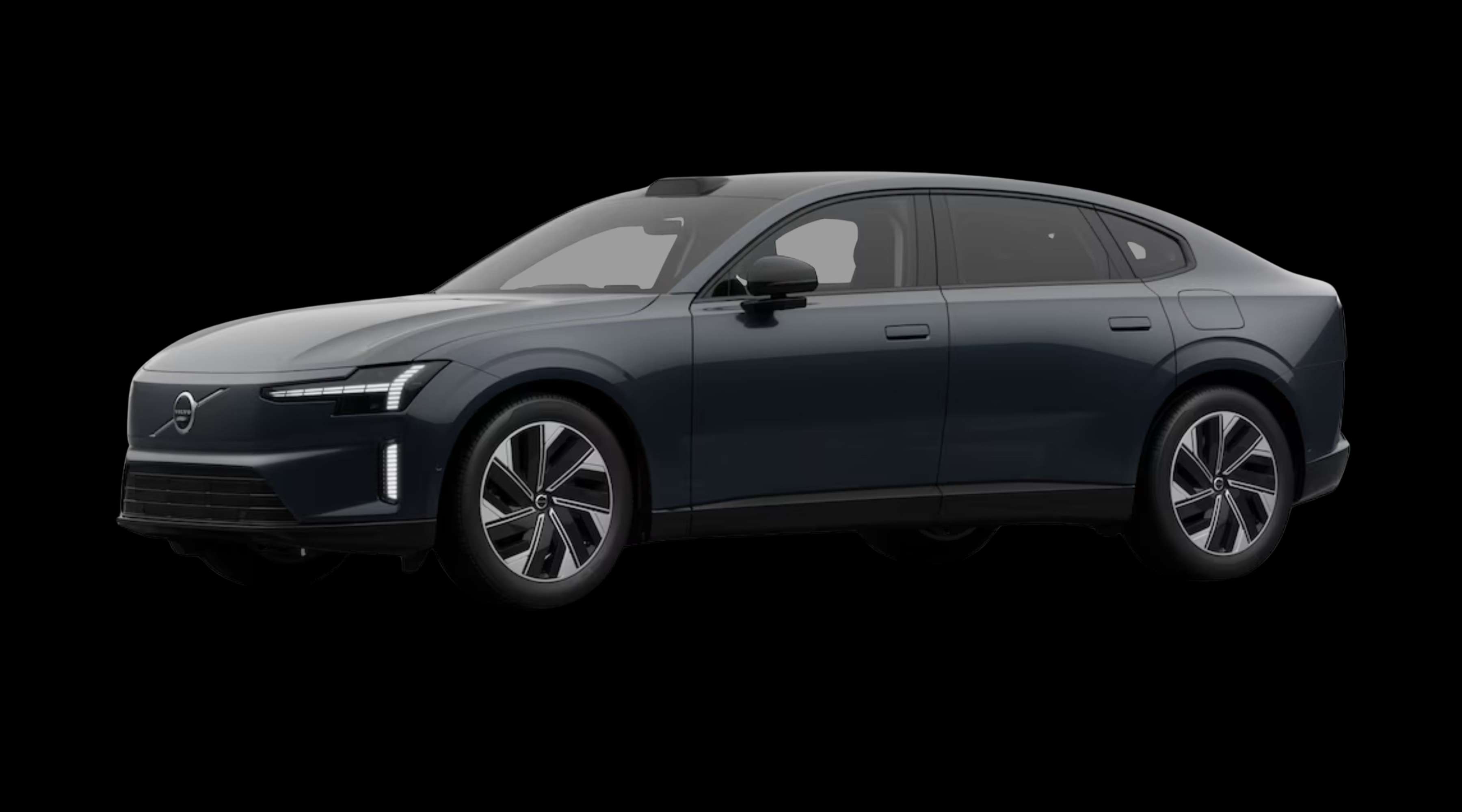 Schräge Frontansicht eines Volvo ES90, freigestellt