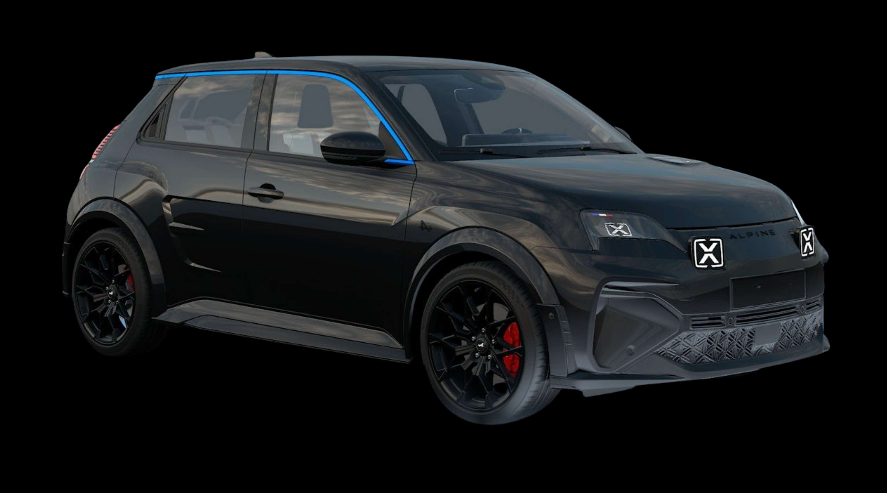 Schräge Frontansicht eines Alpine A290, freigestellt