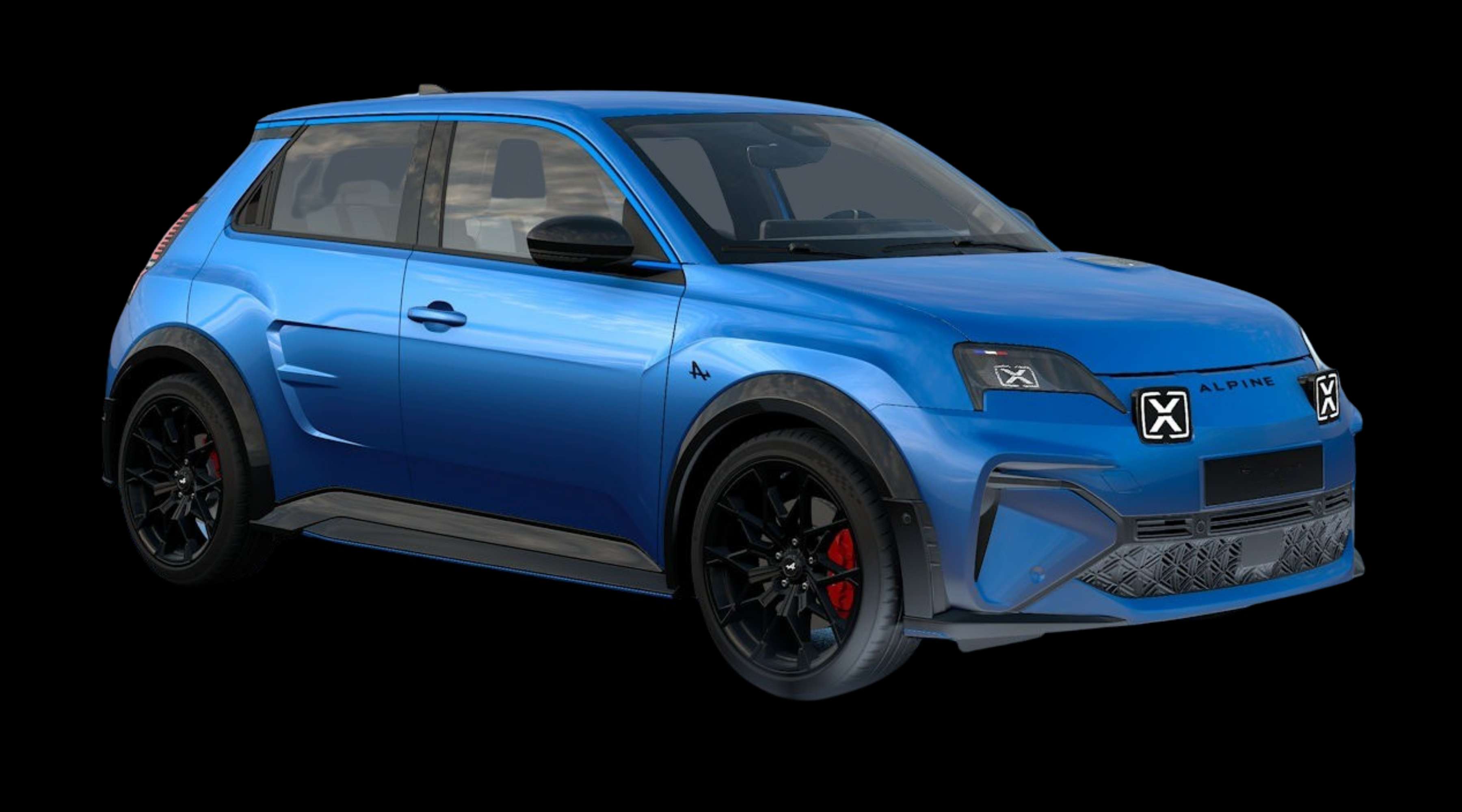 Schräge Frontansicht eines Alpine A290, freigestellt