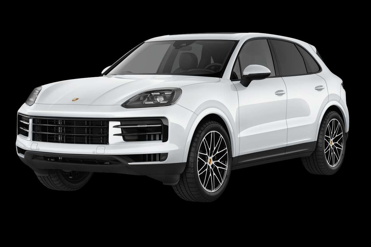 Schräge Frontansicht eines Porsche Cayenne, freigestellt