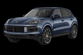 Schräge Frontansicht auf einen Porsche Cayenne Turbo, freigestellt