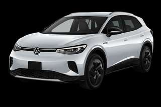 Schräge Frontansicht auf einen Volkswagen ID.4 ENERGY, freigestellt