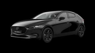 Schräge Frontansicht auf einen Mazda Mazda3 Homura, freigestellt