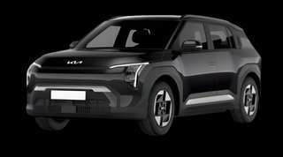 Schräge Frontansicht auf einen Kia EV3 Air, freigestellt