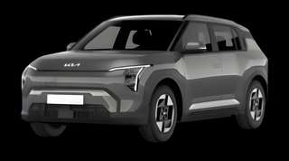 Schräge Frontansicht auf einen Kia EV3 Air, freigestellt