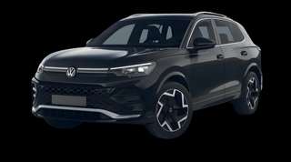 Schräge Frontansicht auf einen Volkswagen Tiguan R-Line, freigestellt