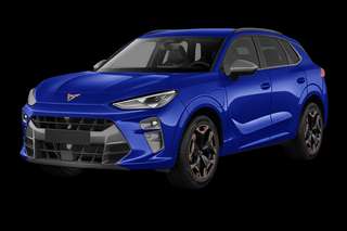 Schräge Frontansicht auf einen CUPRA Terramar , freigestellt