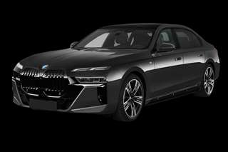 Schräge Frontansicht auf einen BMW i7 , freigestellt