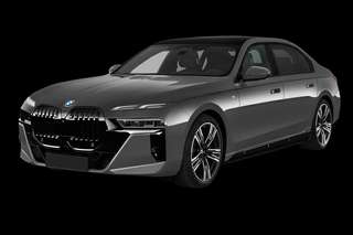 Schräge Frontansicht auf einen BMW i7 , freigestellt