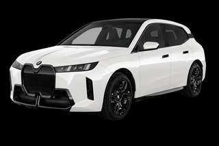 Schräge Frontansicht auf einen BMW iX , freigestellt