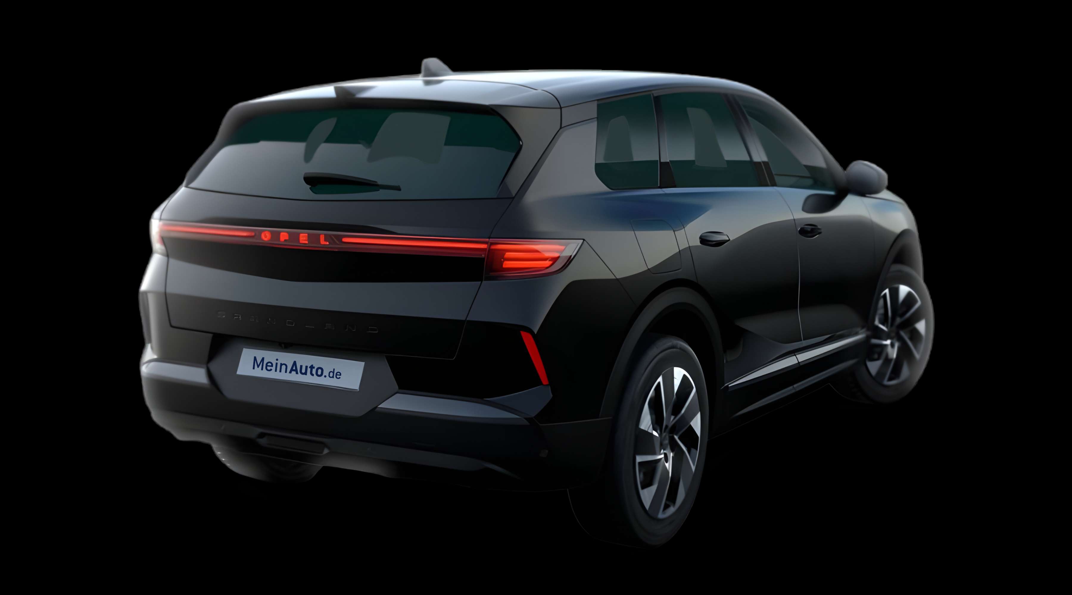 Schräge Heckansicht eines Opel Grandland, freigestellt