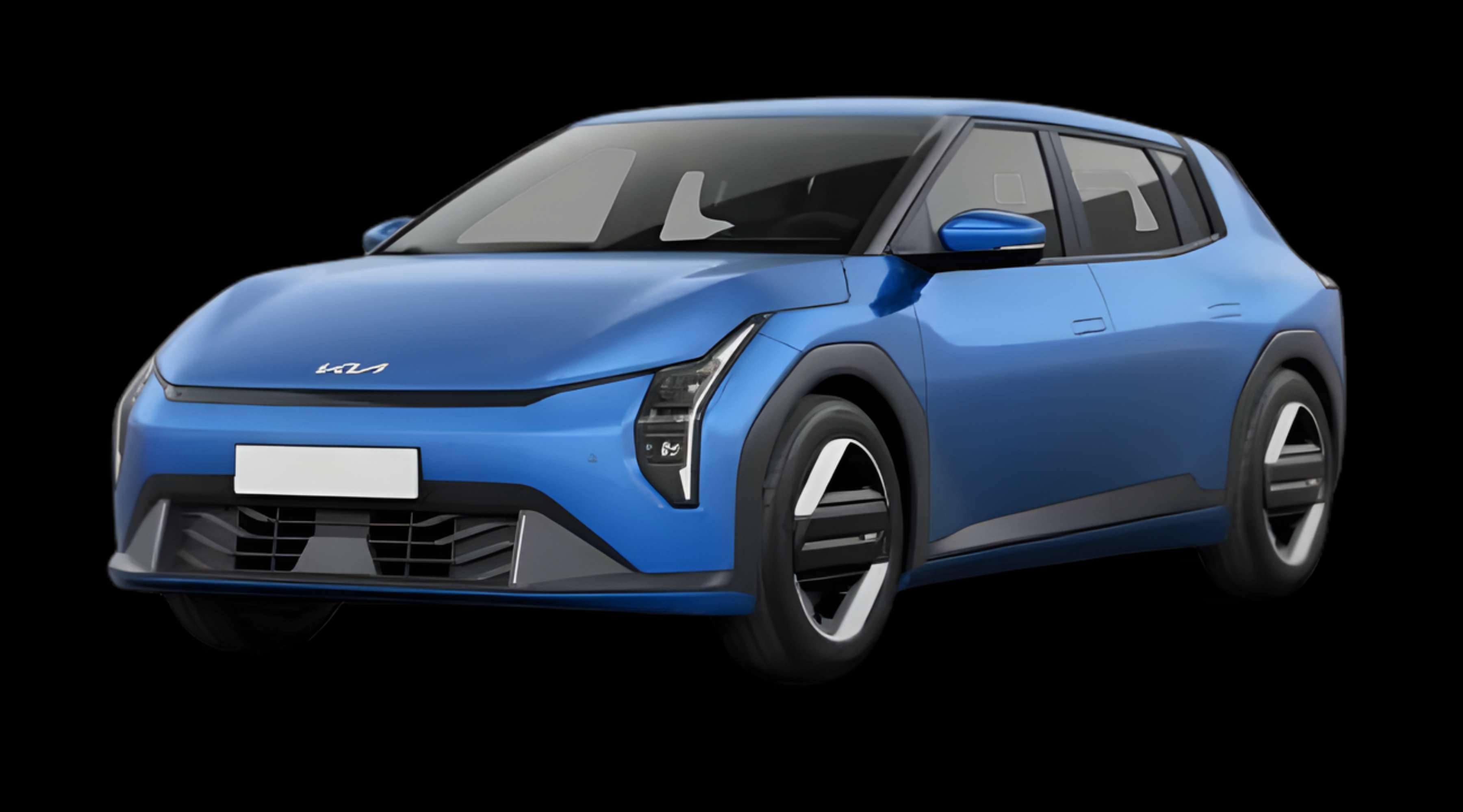 Schräge Frontansicht eines Kia EV4, freigestellt