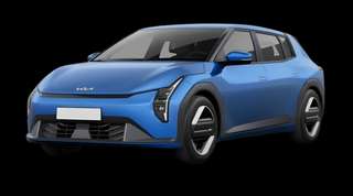 Schräge Frontansicht auf einen Kia EV4 Air, freigestellt
