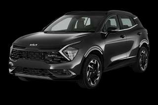 Schräge Frontansicht auf einen Kia Sportage Vision, freigestellt