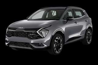 Schräge Frontansicht auf einen Kia Sportage Vision, freigestellt