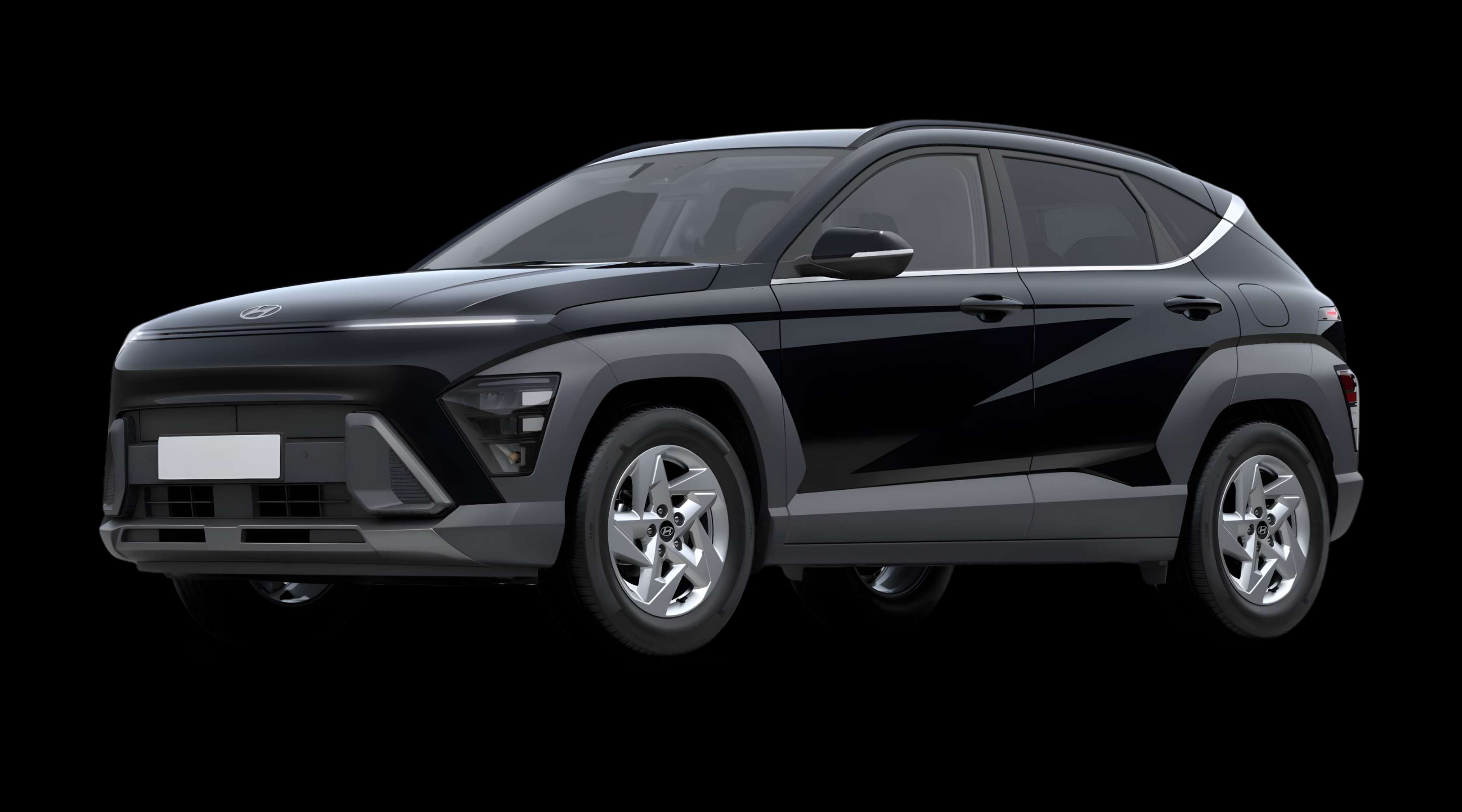 Schräge Frontansicht eines Hyundai Kona, freigestellt