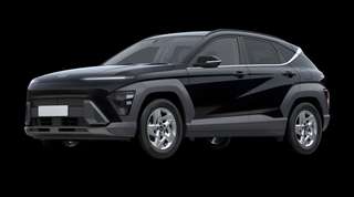 Schräge Frontansicht auf einen Hyundai Kona Trend, freigestellt