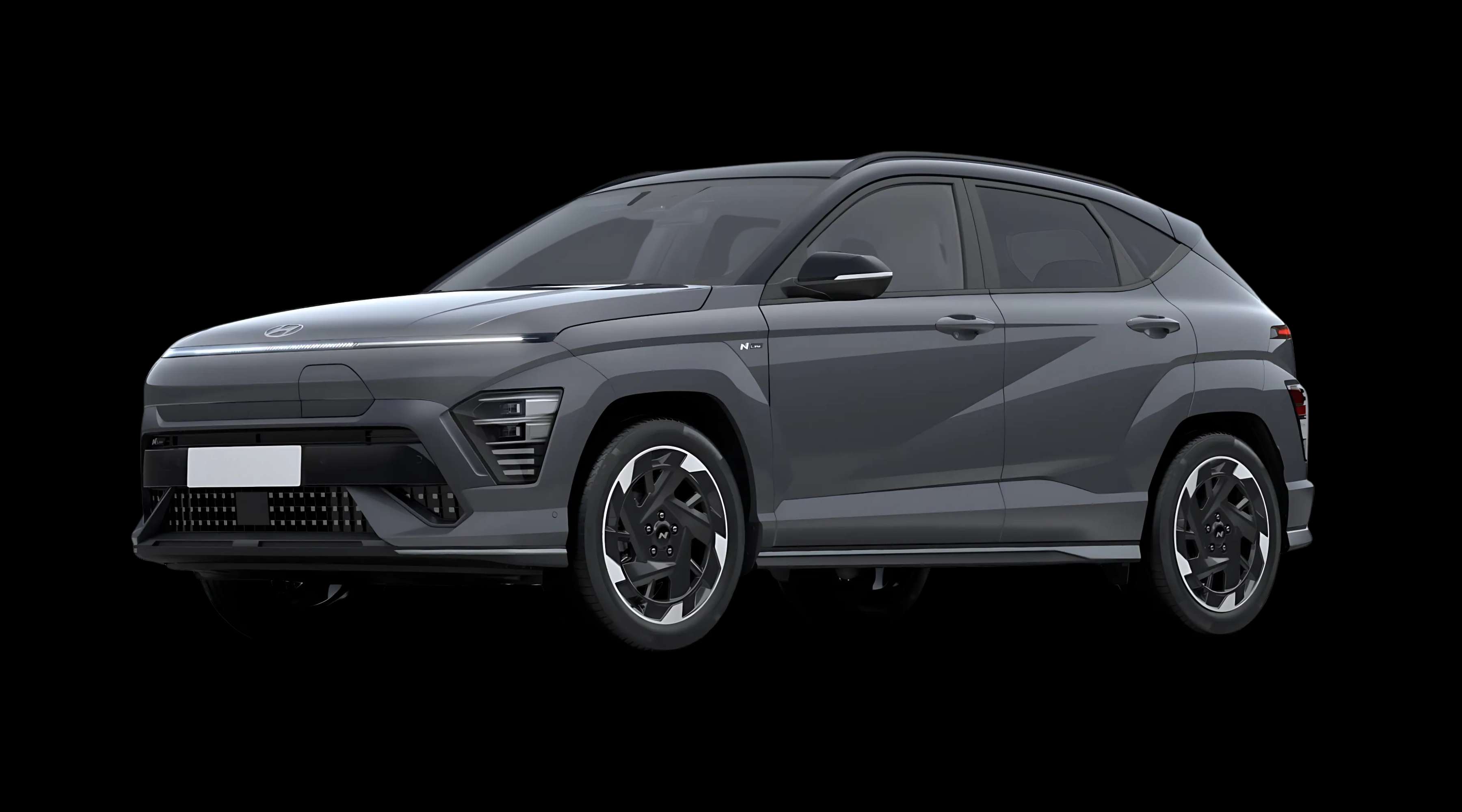 Schräge Frontansicht eines Hyundai Kona Elektro, freigestellt