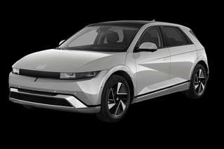 Schräge Frontansicht auf einen Hyundai IONIQ 5 Centriq, freigestellt