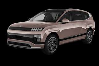 Schräge Frontansicht auf einen Hyundai IONIQ 9 Uniq, freigestellt