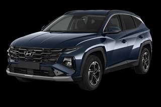 Schräge Frontansicht auf einen Hyundai Tucson N Line, freigestellt