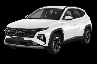 Schräge Frontansicht auf einen Hyundai Tucson Trend, freigestellt