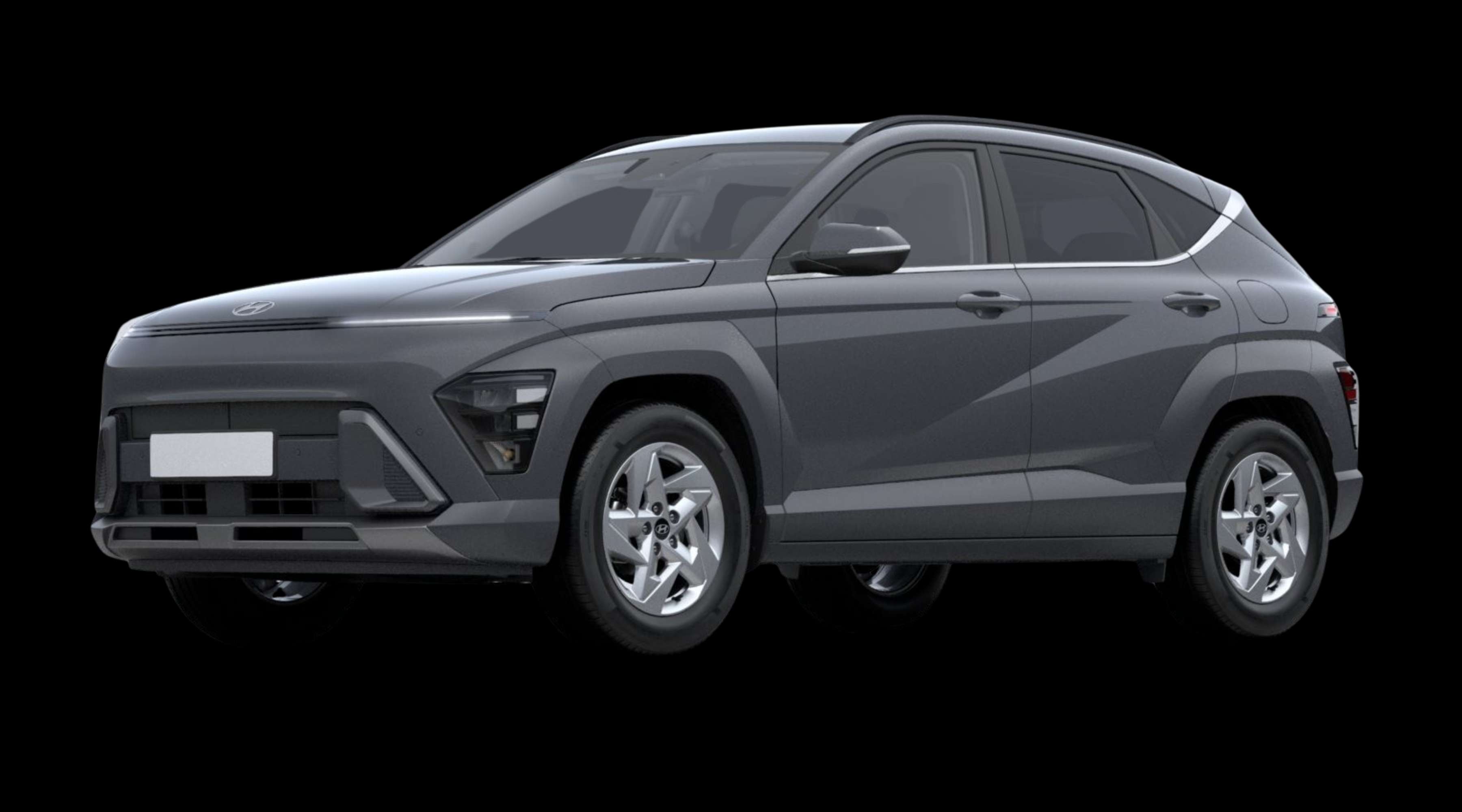 Schräge Frontansicht eines Hyundai Kona, freigestellt