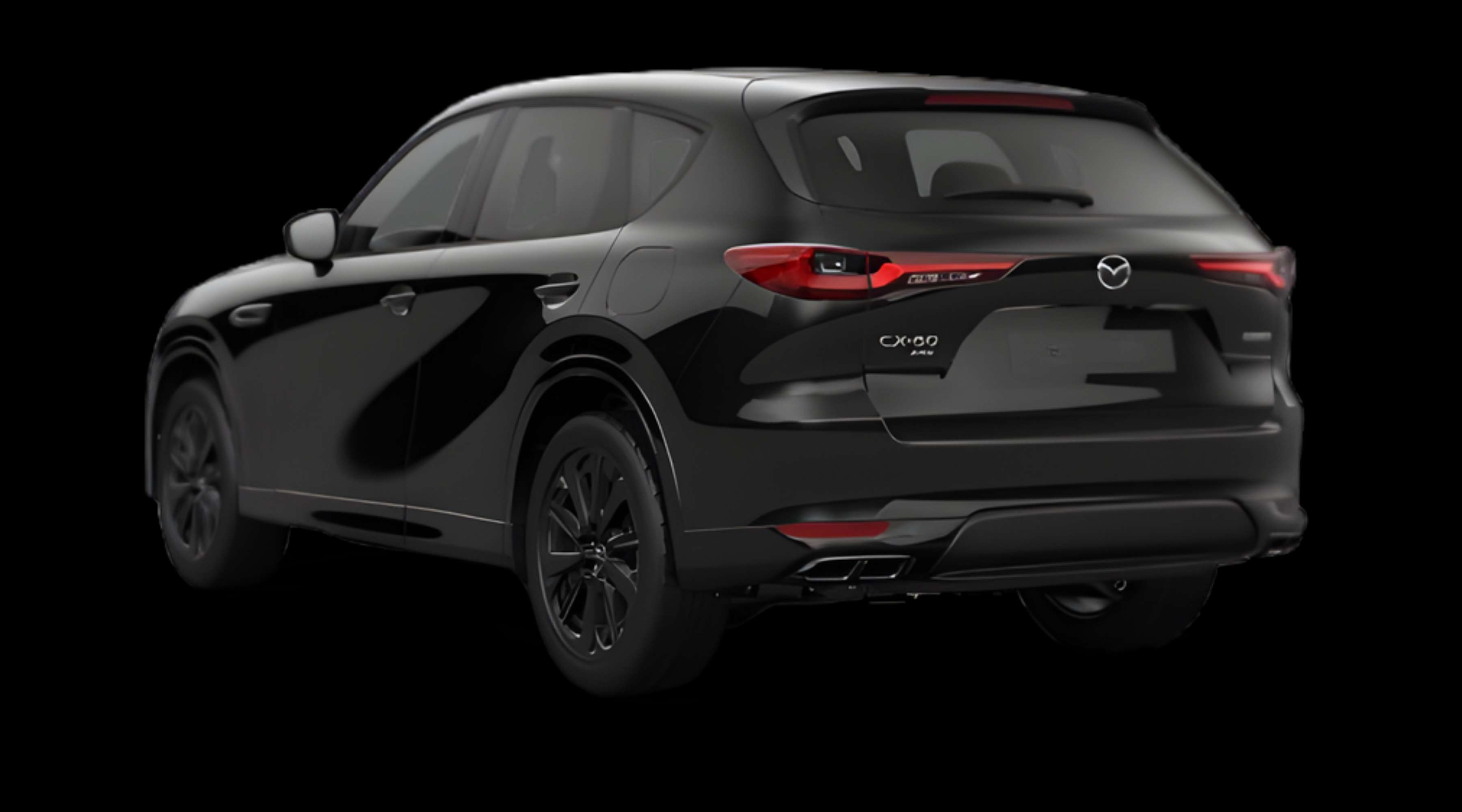 Schräge Heckansicht eines Mazda CX-60, freigestellt