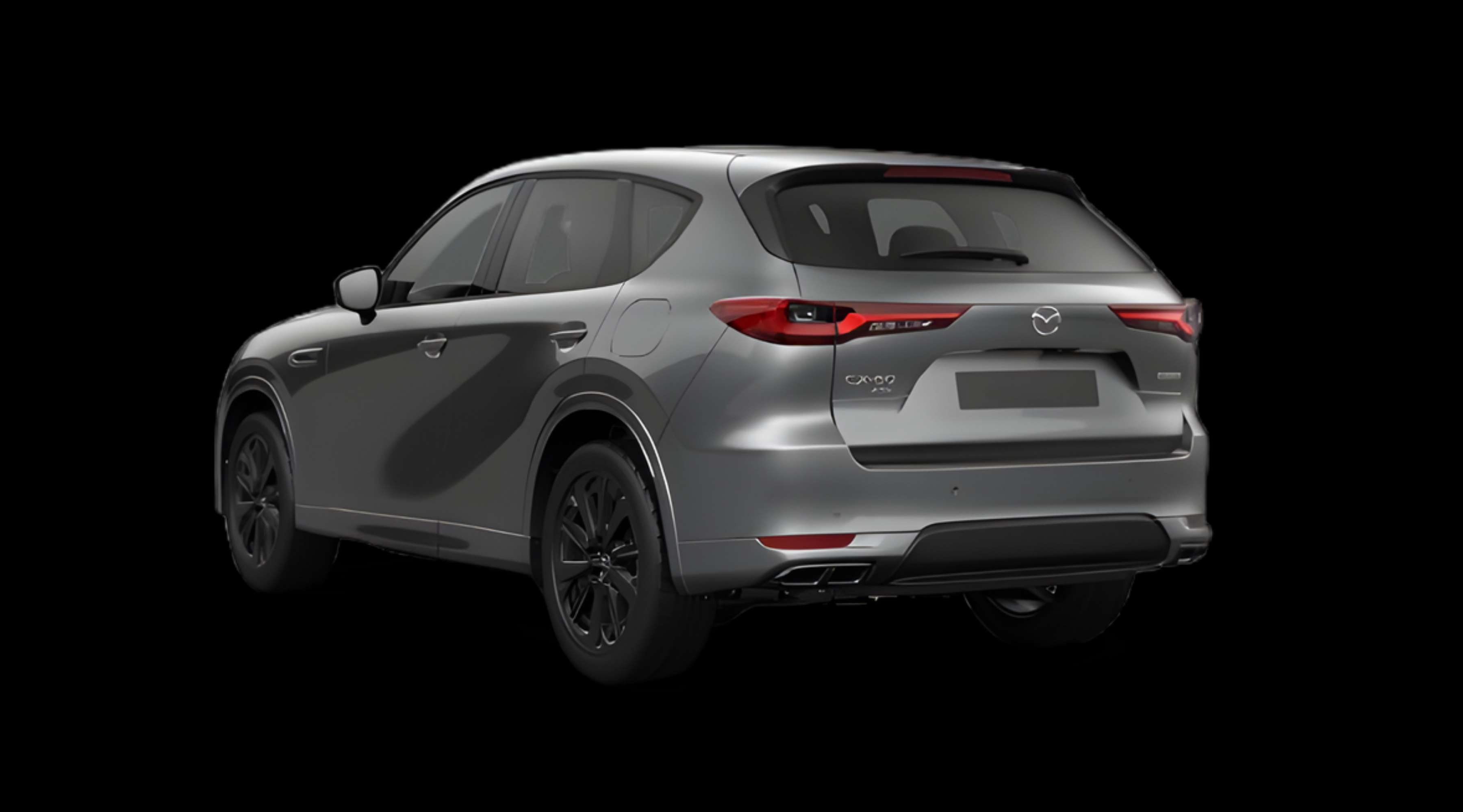 Schräge Heckansicht eines Mazda CX-60, freigestellt