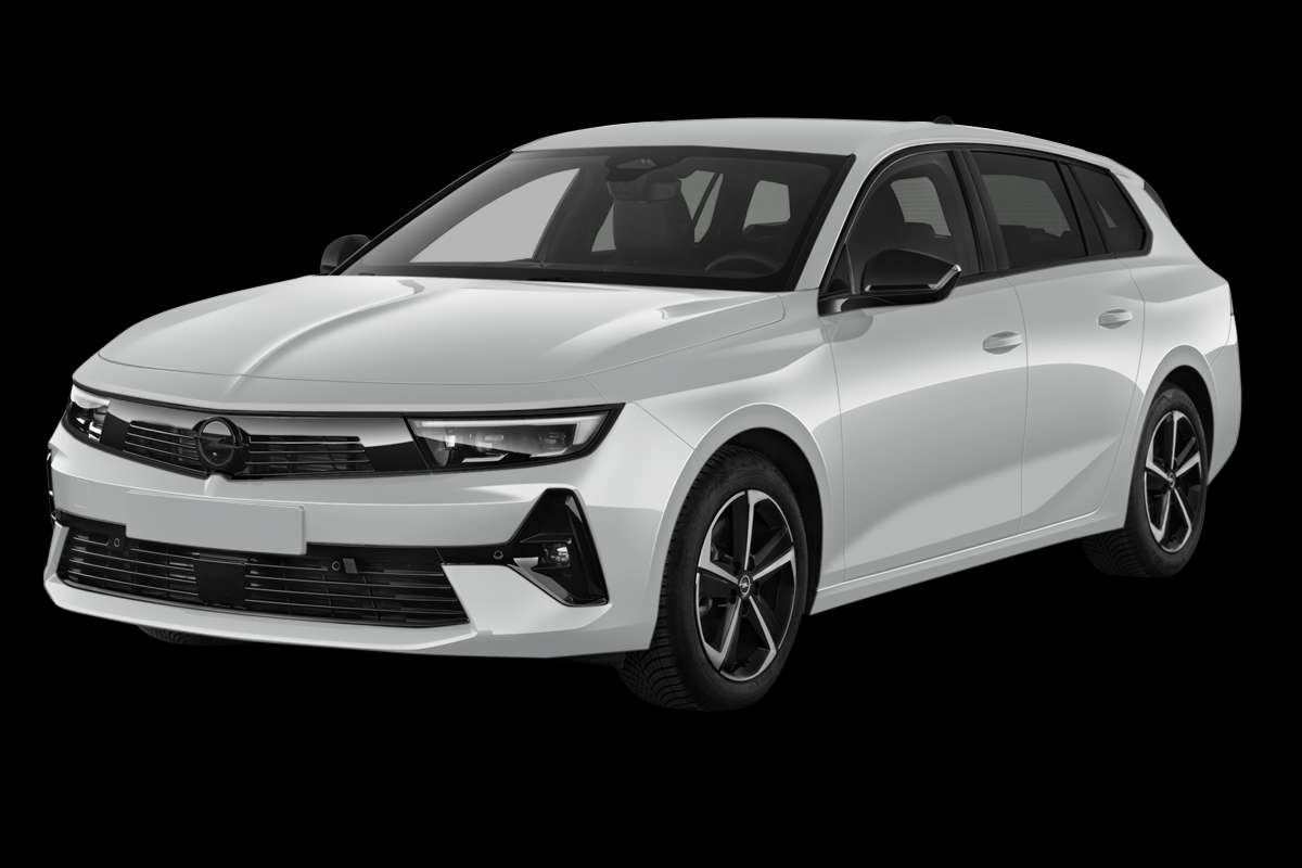 Schräge Frontansicht eines Opel Astra, freigestellt