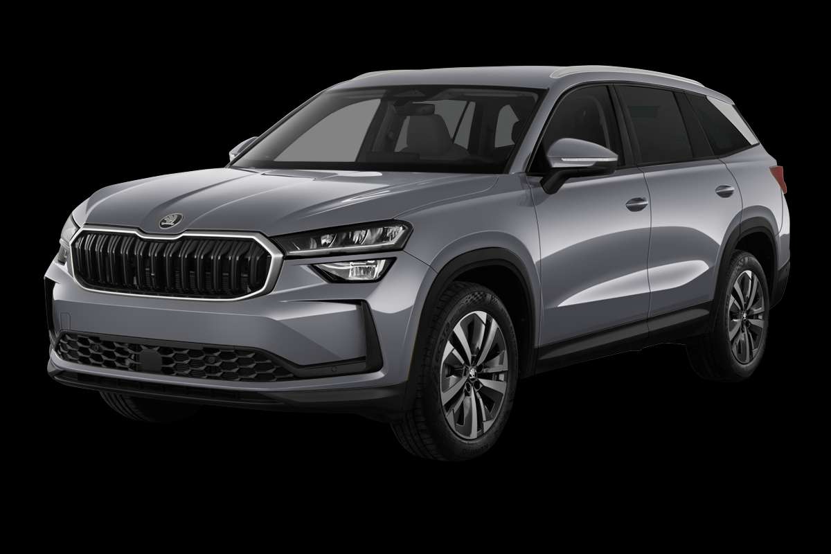 Schräge Frontansicht eines Skoda Kodiaq, freigestellt