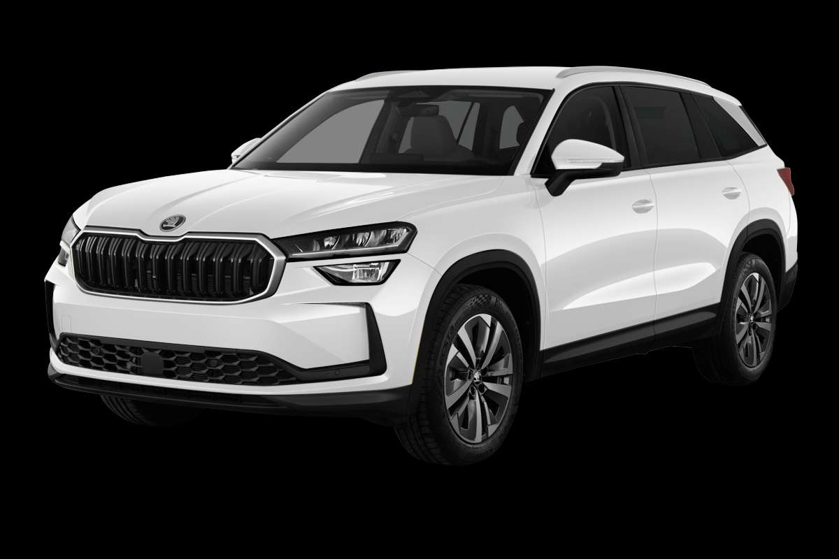 Schräge Frontansicht eines Skoda Kodiaq, freigestellt