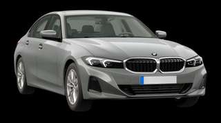 Schräge Frontansicht auf einen BMW 3er-Reihe , freigestellt