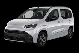 Schräge Frontansicht auf einen Toyota Proace City Verso Teamplayer, freigestellt