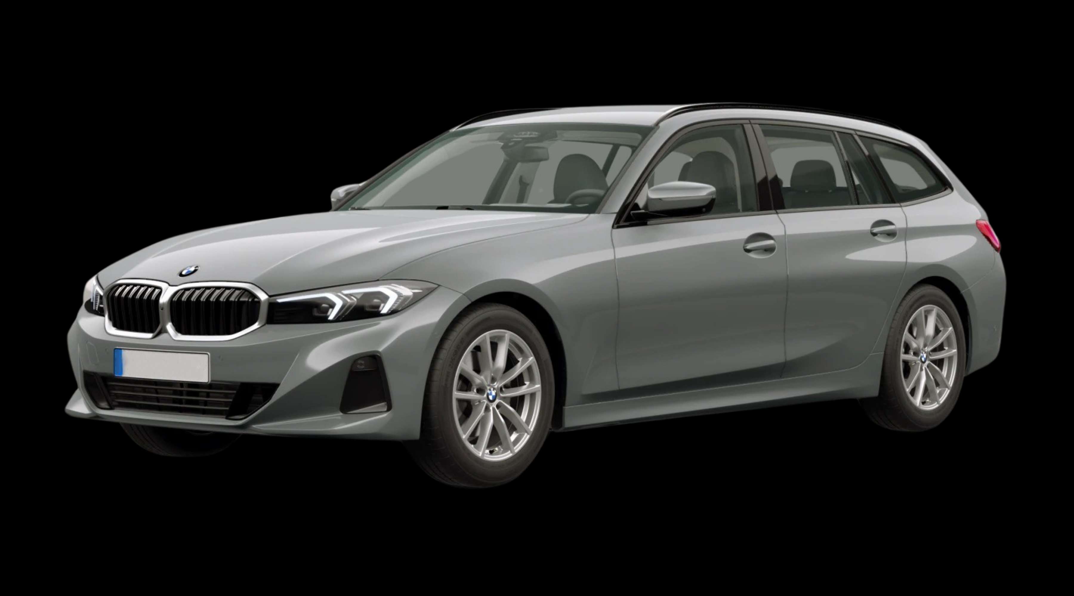 Schräge Frontansicht eines BMW 3er-Reihe, freigestellt